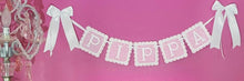 Load image into Gallery viewer, Name Banner - Baby Name Banner - Nursery Decor - Personalized Embroidery - Embroidery Name Banner - Name Bunting - Embroidery Name Bunting