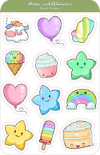 Load image into Gallery viewer, Kawaii Rainbow Sticker Sheet - Personalized Stickers