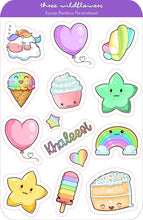 Load image into Gallery viewer, Kawaii Rainbow Sticker Sheet - Personalized Stickers