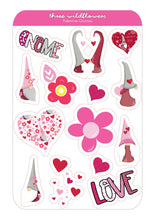 Load image into Gallery viewer, Valentine Gnome Sticker Sheet - Personalized Stickers