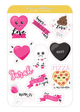 Load image into Gallery viewer, Anti-Valentine Sticker Sheet - Love Bites - Love Stinks - Personalized Stickers