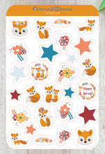 Load image into Gallery viewer, Fox Sticker Sheet, Floral Foxes Stickers, Spring Foxes