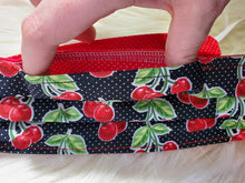 Load image into Gallery viewer, Ready to Ship Reusable Cotton Face Mask with Pocket for filter. Retro cherries on polka dots
