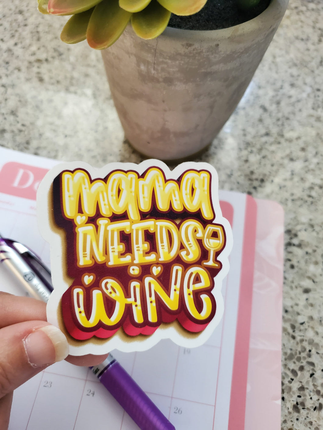 Mama Needs Wine Weatherproof Glossy Sticker