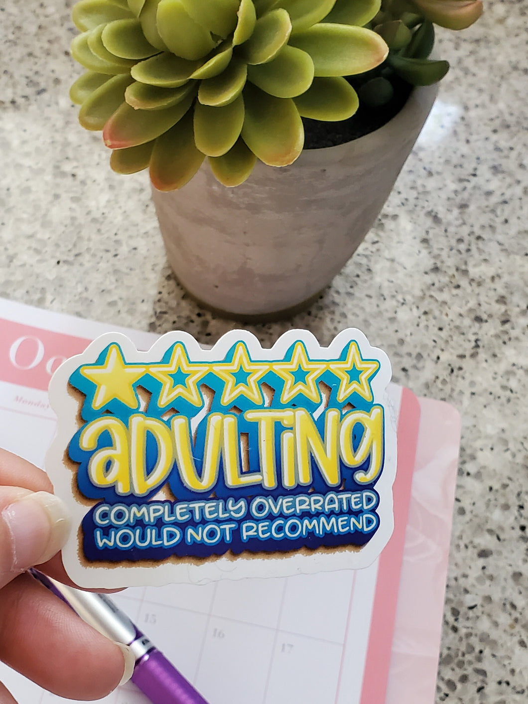 Adulting 1 Star Glossy Sticker