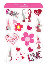 Load image into Gallery viewer, Valentine Gnome Sticker Sheet - Personalized Stickers
