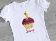 Load image into Gallery viewer, Personalized Birthday Cupcake Embroidered Top
