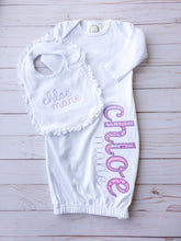 Load image into Gallery viewer, Personalized Baby Gown with Bib - Baby Shower Gift - Coming Home Outfit
