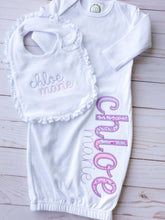 Load image into Gallery viewer, Personalized Baby Gown with Bib - Baby Shower Gift - Coming Home Outfit
