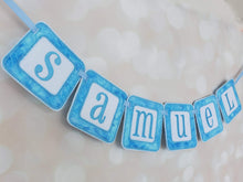 Load image into Gallery viewer, Name Banner - Baby Name Banner - Nursery Decor - Personalized Embroidery - Embroidery Name Banner - Name Bunting - Embroidery Name Bunting

