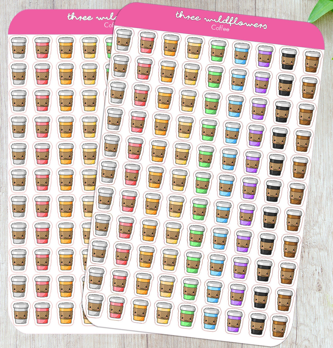Coffee Cup Rainbow Stickers