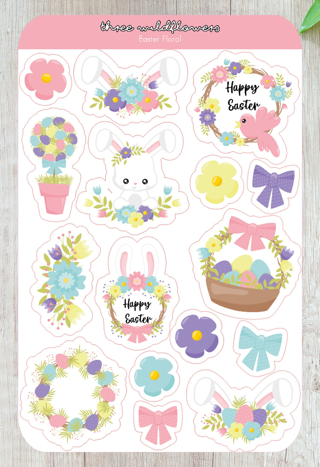 Easter Stickers, Easter Floral Stickers, Easter Bunny Stickers, Spring Stickers, Easter Basket Gift