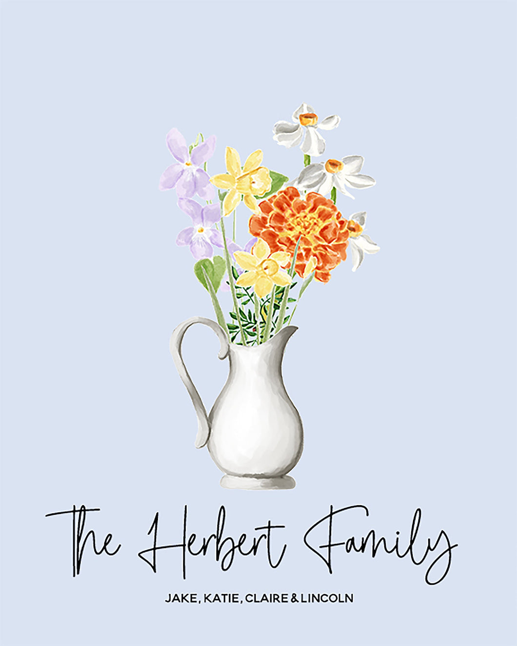 Birth Month Flower Family Printable, Grandchildren Printable, Personalized Mother's Day Gift